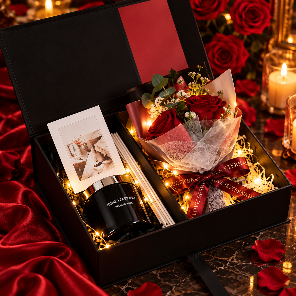 Luxury Rose & Aromatherapy Black Gift Box