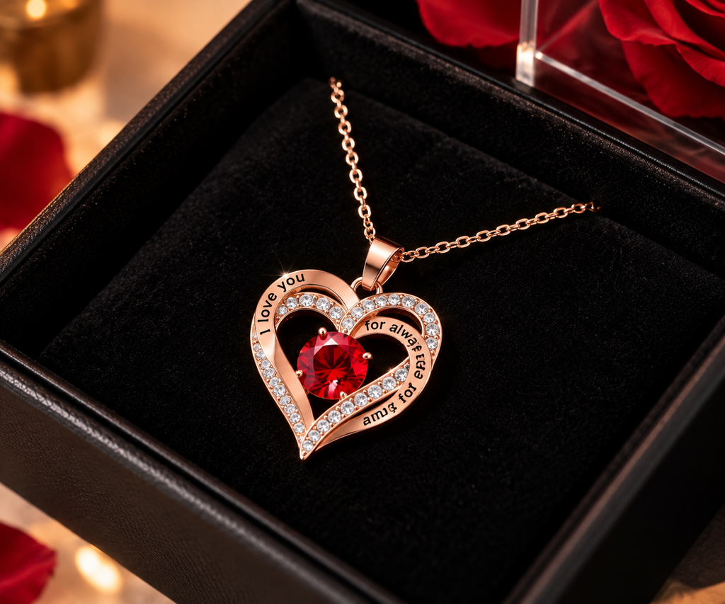 Forever Rose Heart Necklace Gift Set