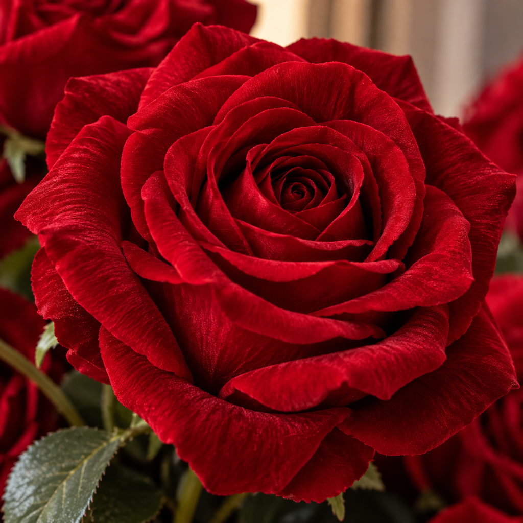 Luxury Red Velvet Rose Bouquet – 10 Artificial Roses