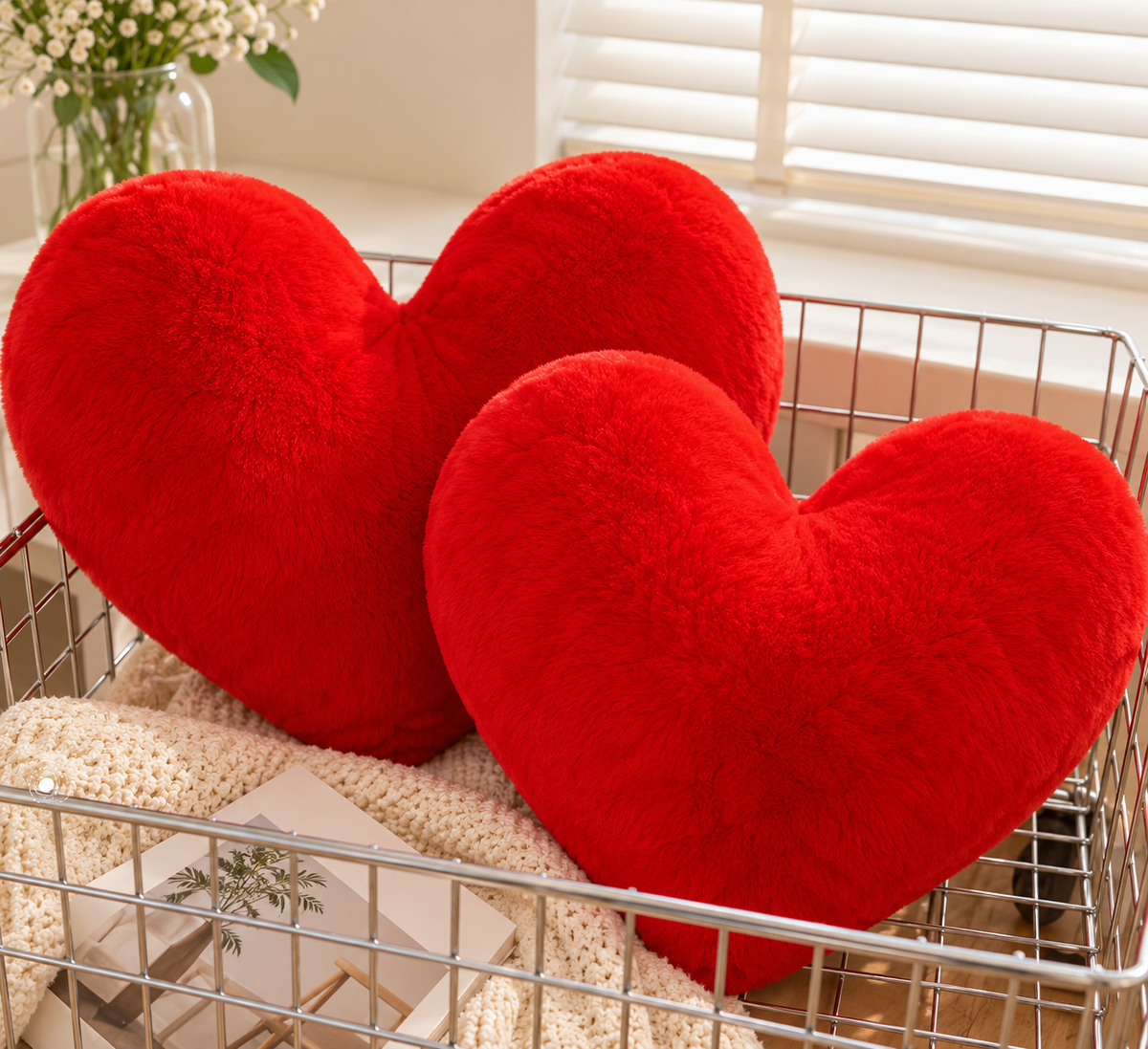 Oversized Heart Cushion – Soft Plush Red Pillow